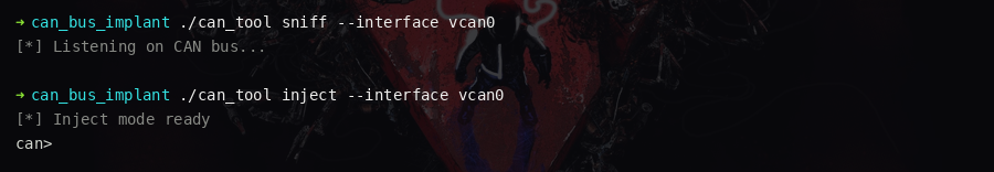two terminal windows showing sniff output and inject prompt