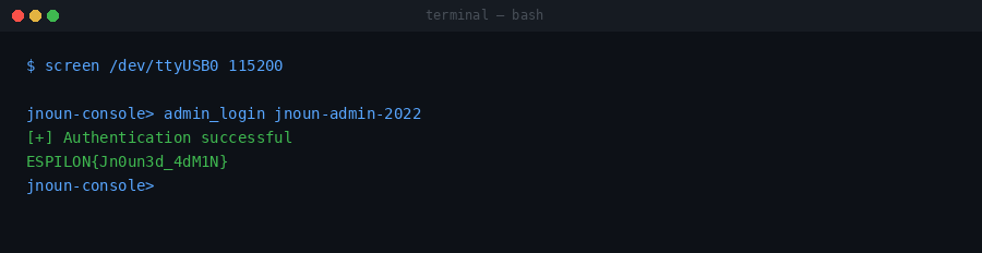 UART admin console authentication
