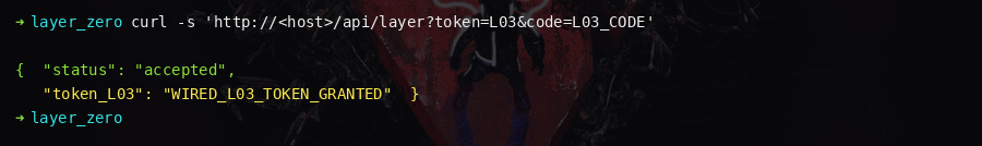 web response returning the L03 token after submitting the decrypted code
