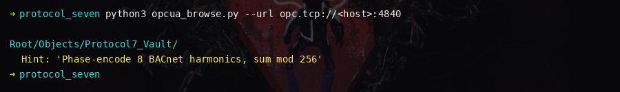 OPC-UA browse showing Protocol7_Vault contents and hints