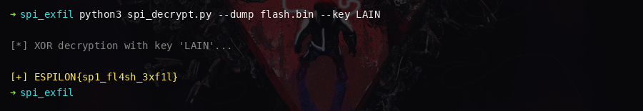 Python decryption script printing the recovered flag